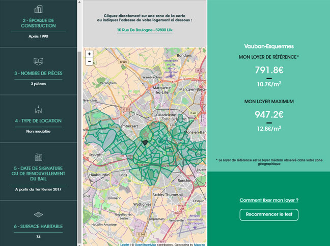 Capture d'écran du site encadrementdesloyers.gouv.fr