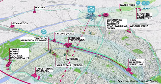 Paris 2024 : cartes des sites des compétitions