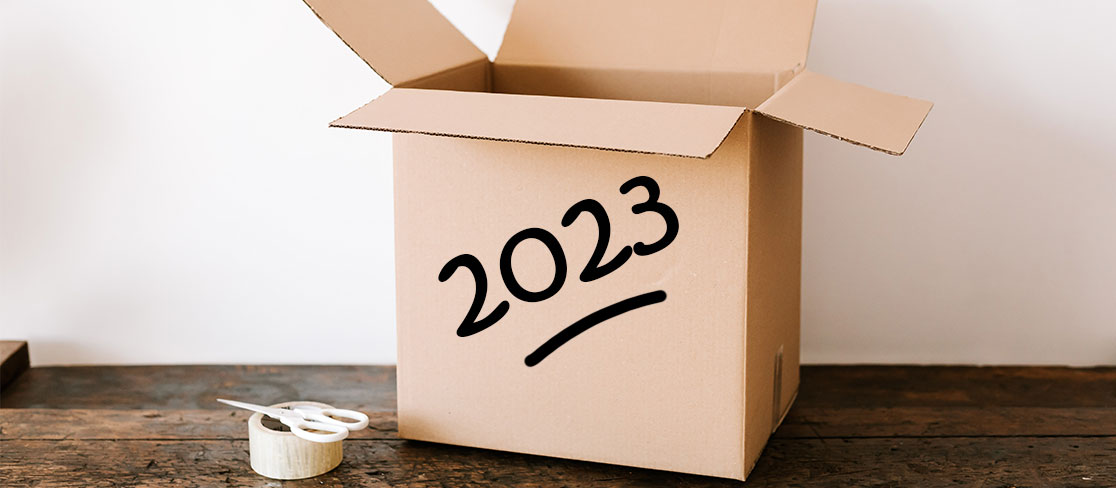 carton de déménagement avec 2023 inscrit
