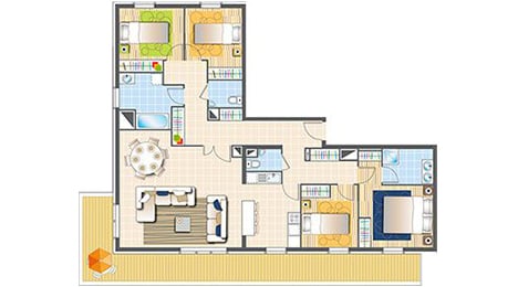 Appartement cinq pièces avec terrasse