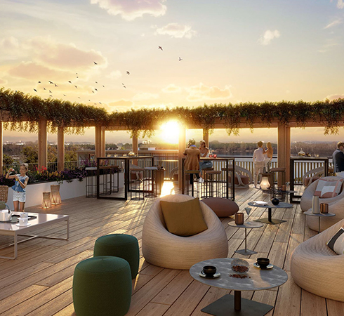 La terrasse d'un programme immobilier à Bordeaux