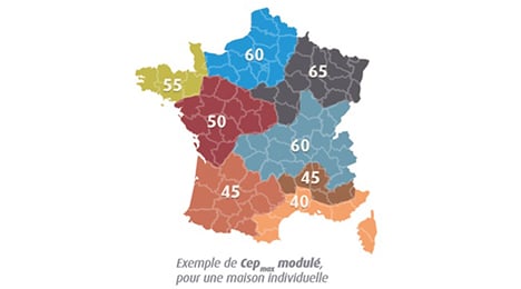 Carte de France : Cep modulé pour une maison individuelle